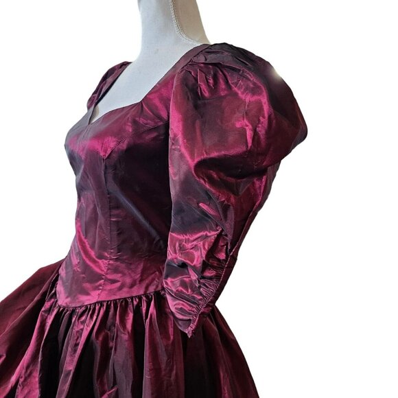 Vintage 90s Womens Size‎ 4 Burgundy Irridescent Prom Formal Gown Dress Regency - Picture 3 of 13
